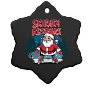 Retro Skibid.I Rizzmas Funny Santa Clause Skating Board Ceramic Star Ornament