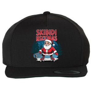 Retro Skibid.I Rizzmas Funny Santa Clause Skating Board Wool Snapback Cap