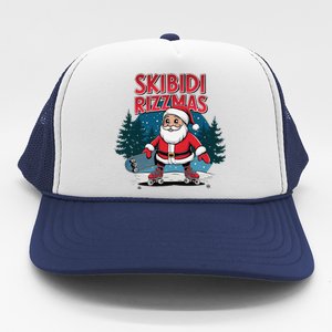 Retro Skibid.I Rizzmas Funny Santa Clause Skating Board Trucker Hat