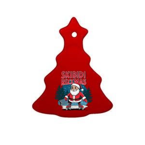 Retro Skibid.I Rizzmas Funny Santa Clause Skating Board Ceramic Tree Ornament