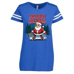 Retro Skibid.I Rizzmas Funny Santa Clause Skating Board Enza Ladies Jersey Football T-Shirt