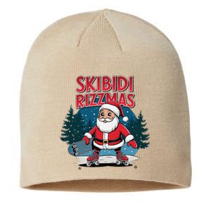 Retro Skibid.I Rizzmas Funny Santa Clause Skating Board Sustainable Beanie