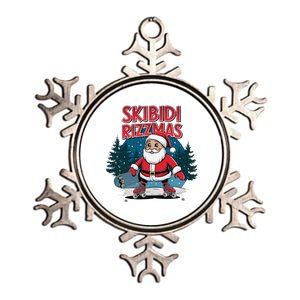 Retro Skibid.I Rizzmas Funny Santa Clause Skating Board Metallic Star Ornament