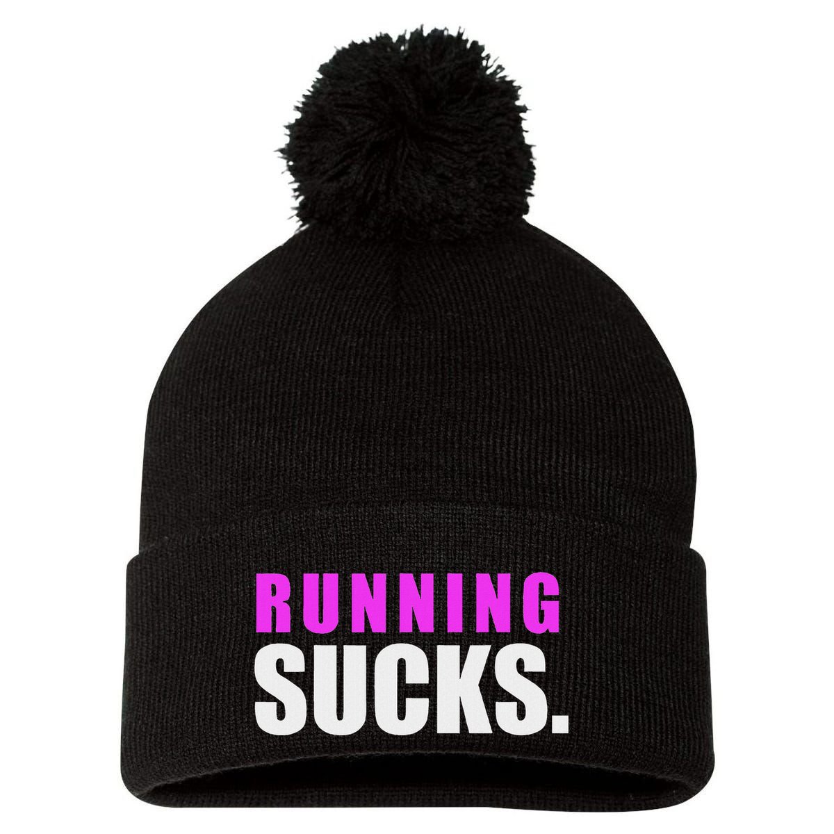 Running Sucks Pom Pom 12in Knit Beanie