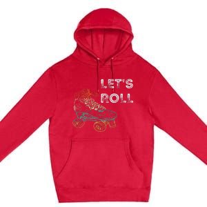 Roller Skates Running 70s 80s Roller Skating Inline Skater Premium Pullover Hoodie