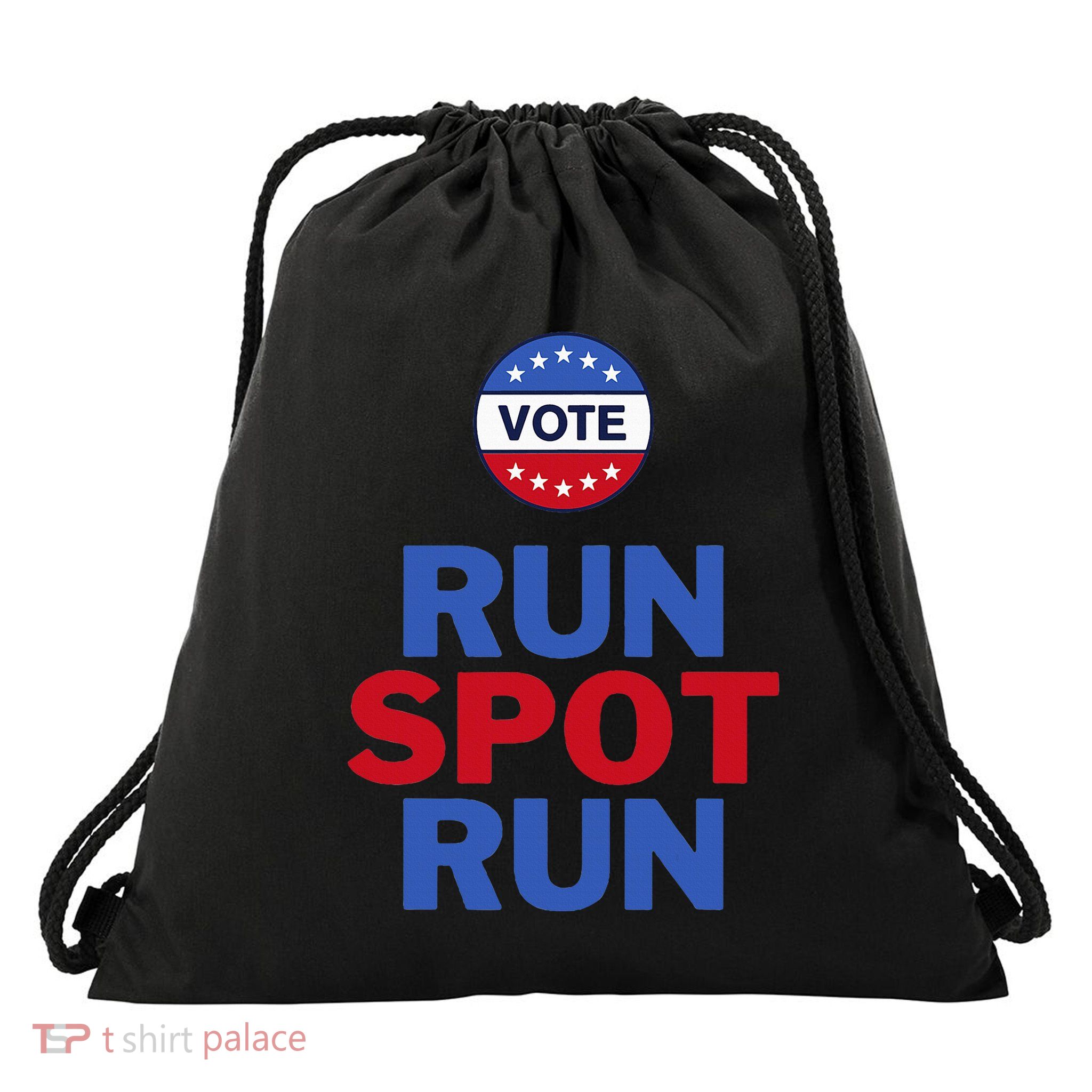Run Spot Run. Trump And Harris Debate. Economic Plan. Drawstring Bag