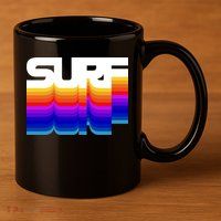 Retro Surf 11oz C Handle Ceramic Mug