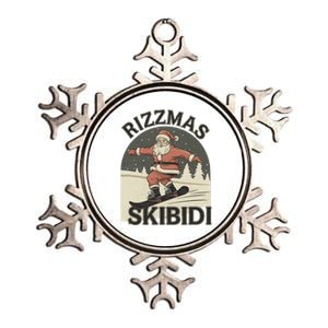 Retro Skibid.I Rizzmas Funny Santa Clause Skating Board Metallic Star Ornament