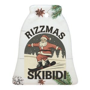 Retro Skibid.I Rizzmas Funny Santa Clause Skating Board Ceramic Bell Ornament