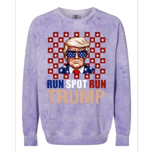 Run Spot Run Run Spot Run Trump 2024 America Vote Usa Colorblast Crewneck Sweatshirt