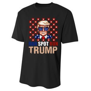 Run Spot Run Run Spot Run Trump 2024 America Vote Usa Performance Sprint T-Shirt