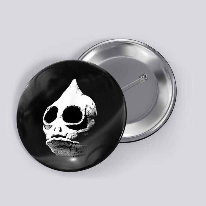 Retro Sleestak Reptilian Skull Graphic Button