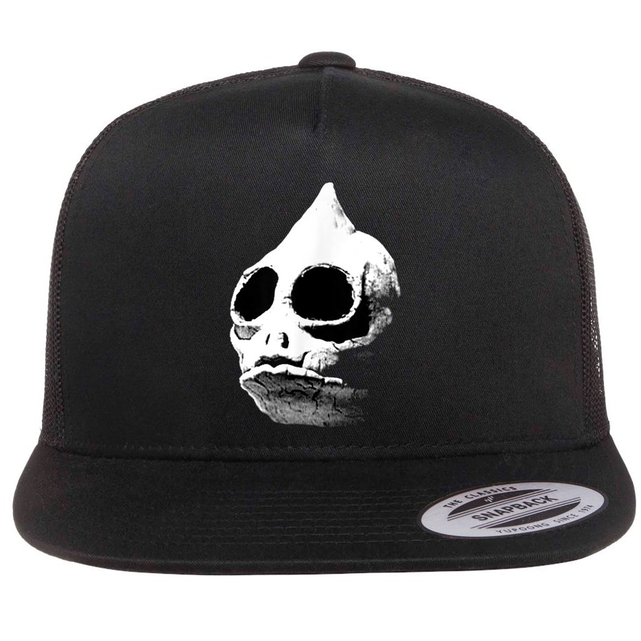 Retro Sleestak Reptilian Skull Graphic Flat Bill Trucker Hat