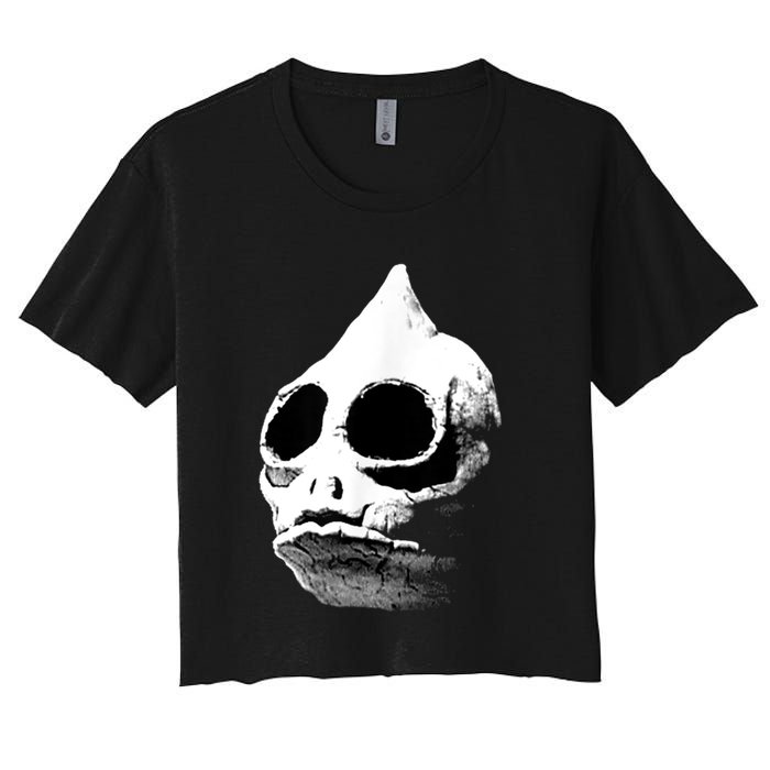 Retro Sleestak Reptilian Skull Graphic Women's Crop Top Tee