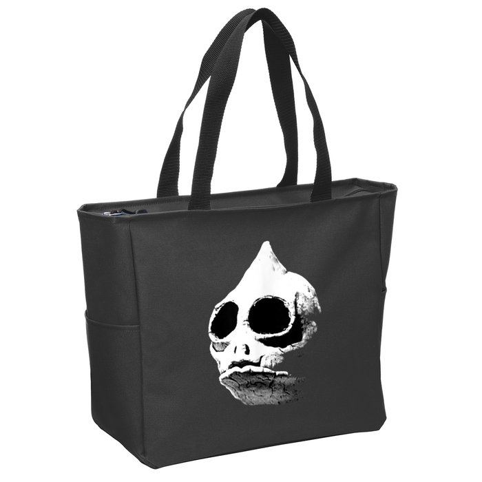 Retro Sleestak Reptilian Skull Graphic Zip Tote Bag