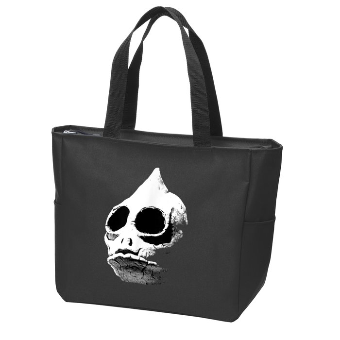 Retro Sleestak Reptilian Skull Graphic Zip Tote Bag