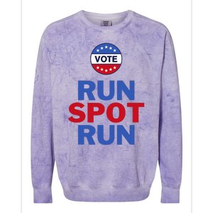 Run Spot Run. Trump And Harris Debate. Economic Plan. Colorblast Crewneck Sweatshirt