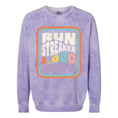 Run Streak Run Streaker 1000 Days Of Running Comma Day Colorblast Crewneck Sweatshirt