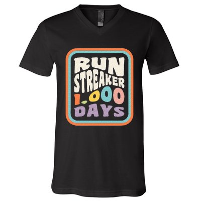 Run Streak Run Streaker 1000 Days Of Running Comma Day V-Neck T-Shirt