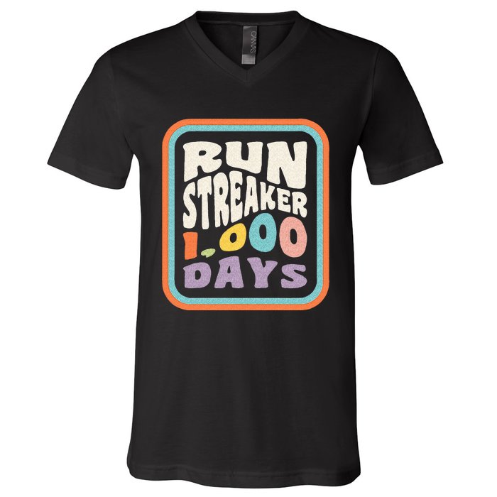 Run Streak Run Streaker 1000 Days Of Running Comma Day V-Neck T-Shirt