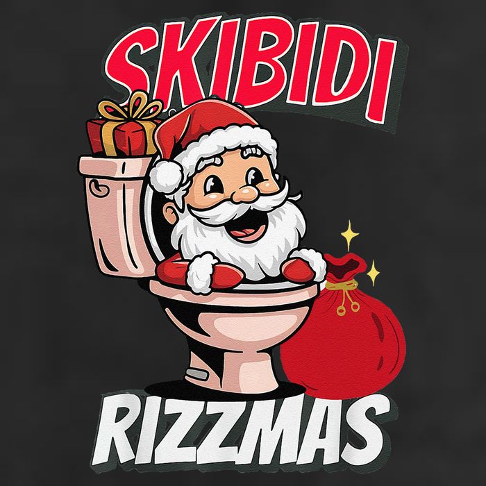 Retro Skibid.I Rizzmas Funny Meme Santa Toilet Christmas 7 Panel Mesh Trucker Snapback Hat