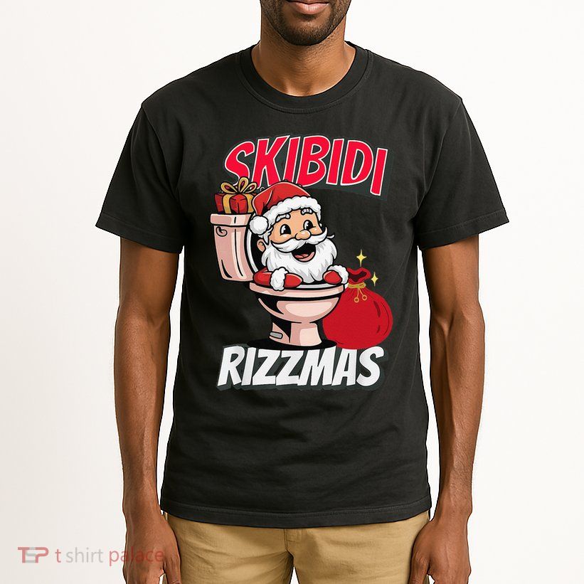 Retro Skibid.I Rizzmas Funny Meme Santa Toilet Christmas Tall T-Shirt