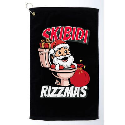 Retro Skibid.I Rizzmas Funny Meme Santa Toilet Christmas Golf Towel