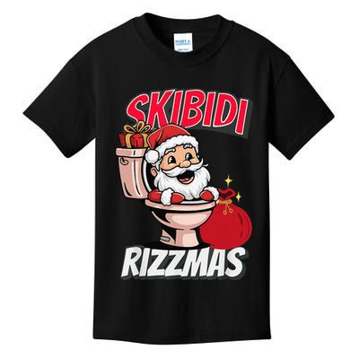 Retro Skibid.I Rizzmas Funny Meme Santa Toilet Christmas Kids T-Shirt