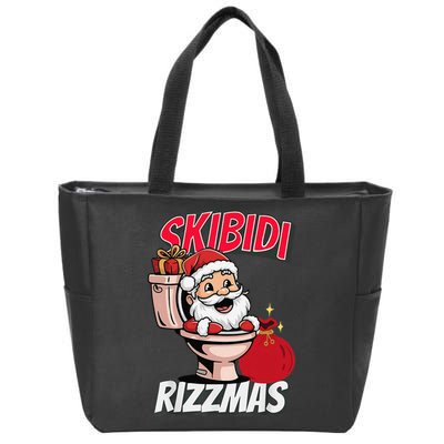 Retro Skibid.I Rizzmas Funny Meme Santa Toilet Christmas Zip Tote Bag