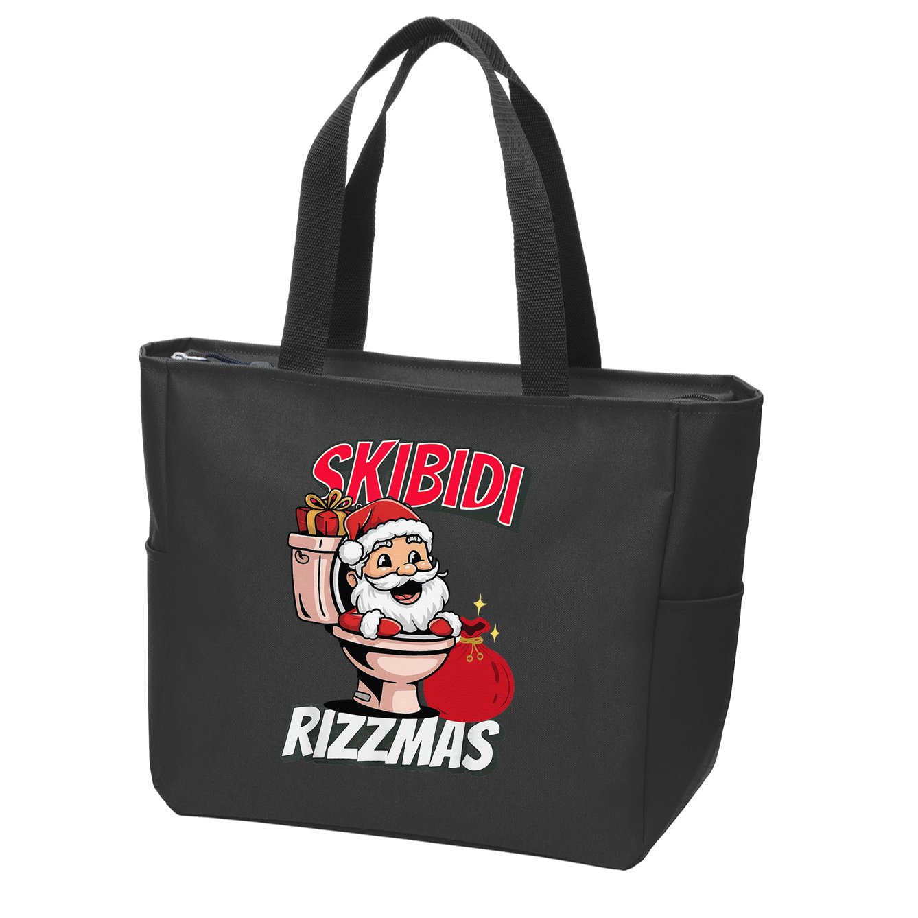 Retro Skibid.I Rizzmas Funny Meme Santa Toilet Christmas Zip Tote Bag