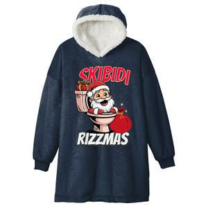 Retro Skibid.I Rizzmas Funny Meme Santa Toilet Christmas Hooded Wearable Blanket