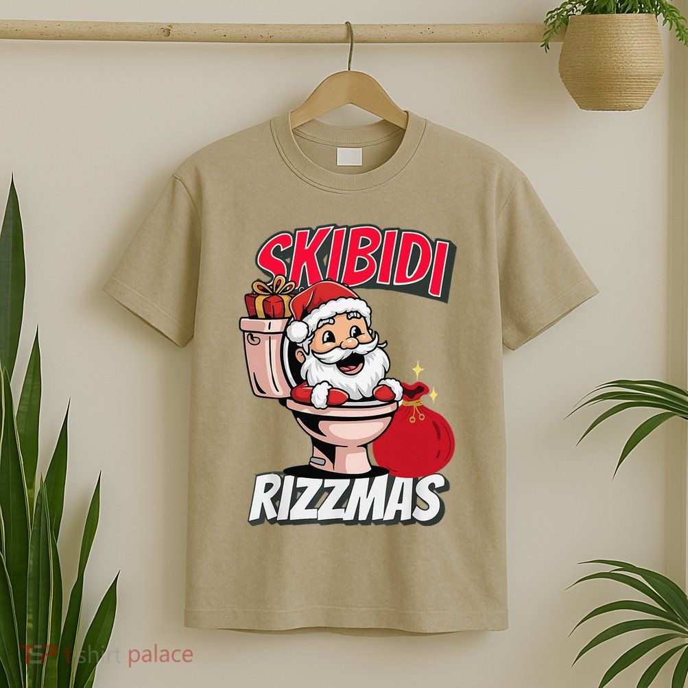 Retro Skibid.I Rizzmas Funny Meme Santa Toilet Christmas T-Shirt