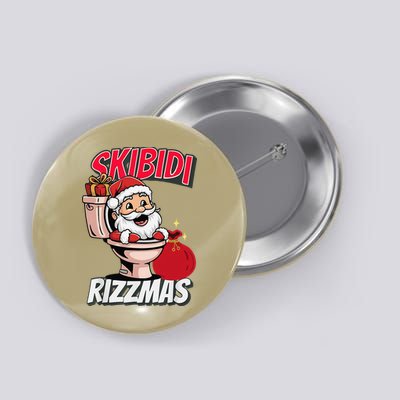 Retro Skibid.I Rizzmas Funny Meme Santa Toilet Christmas Button