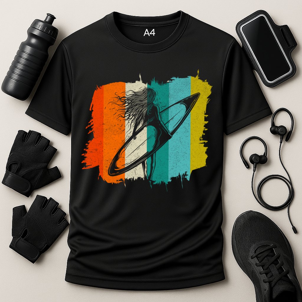 Retro Summer Surfing Gift For Girl Performance Shirt