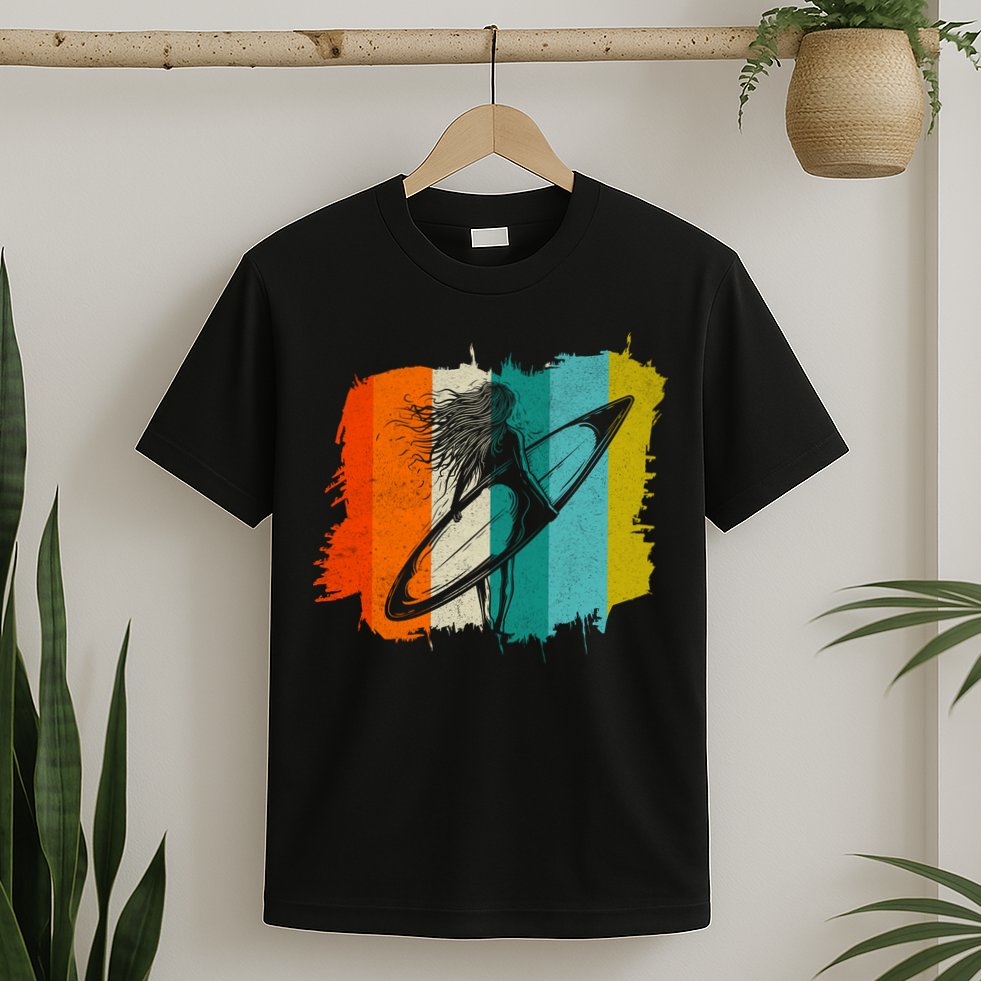 Retro Summer Surfing Gift For Girl T-Shirt