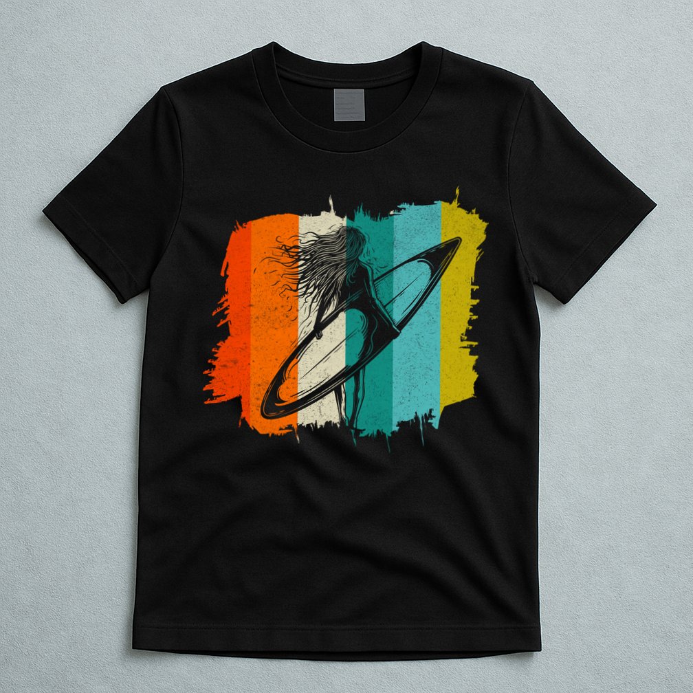 Retro Summer Surfing Gift For Girl T-Shirt