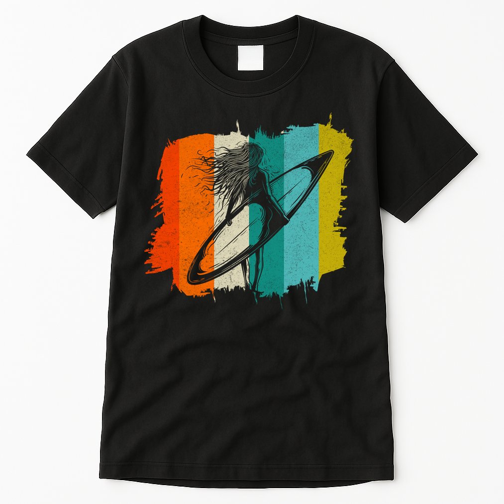 Retro Summer Surfing Gift For Girl Tall T-Shirt