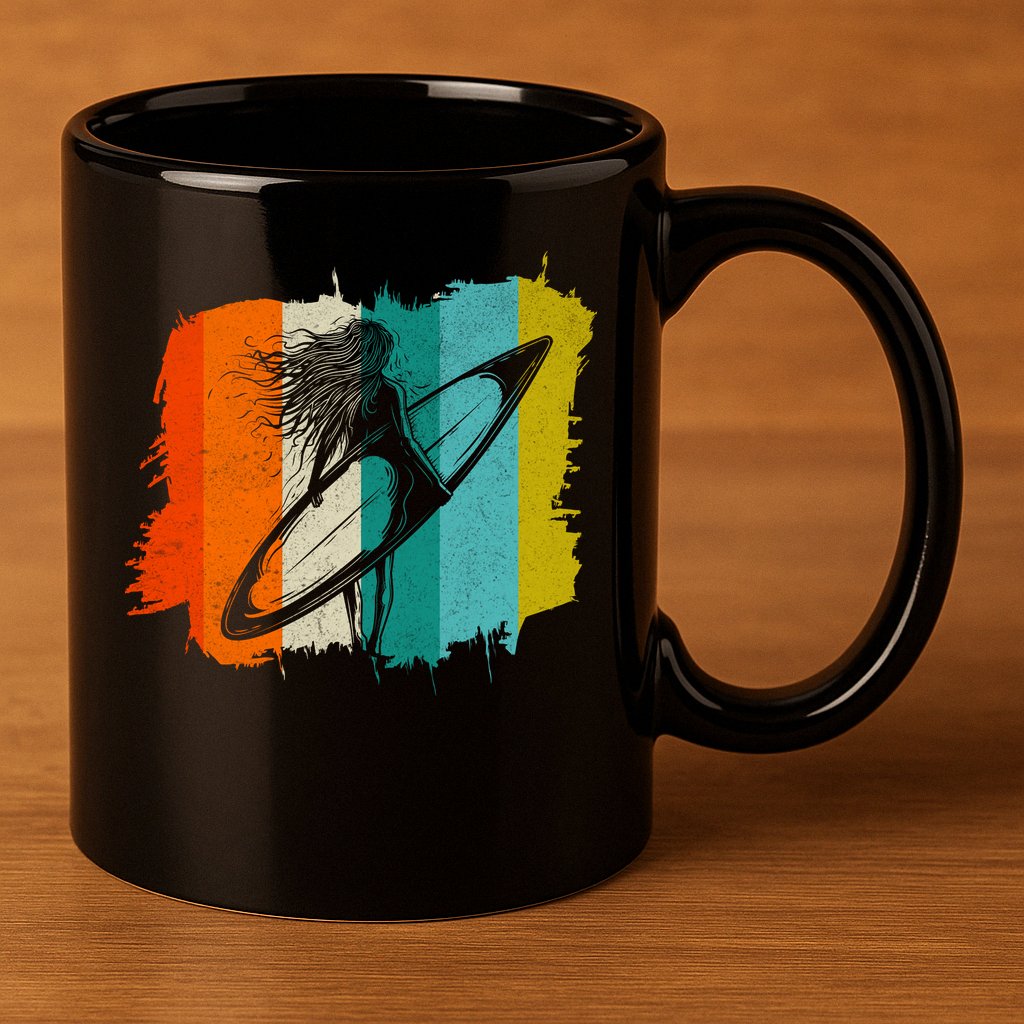 Retro Summer Surfing Gift For Girl 11oz C Handle Ceramic Mug