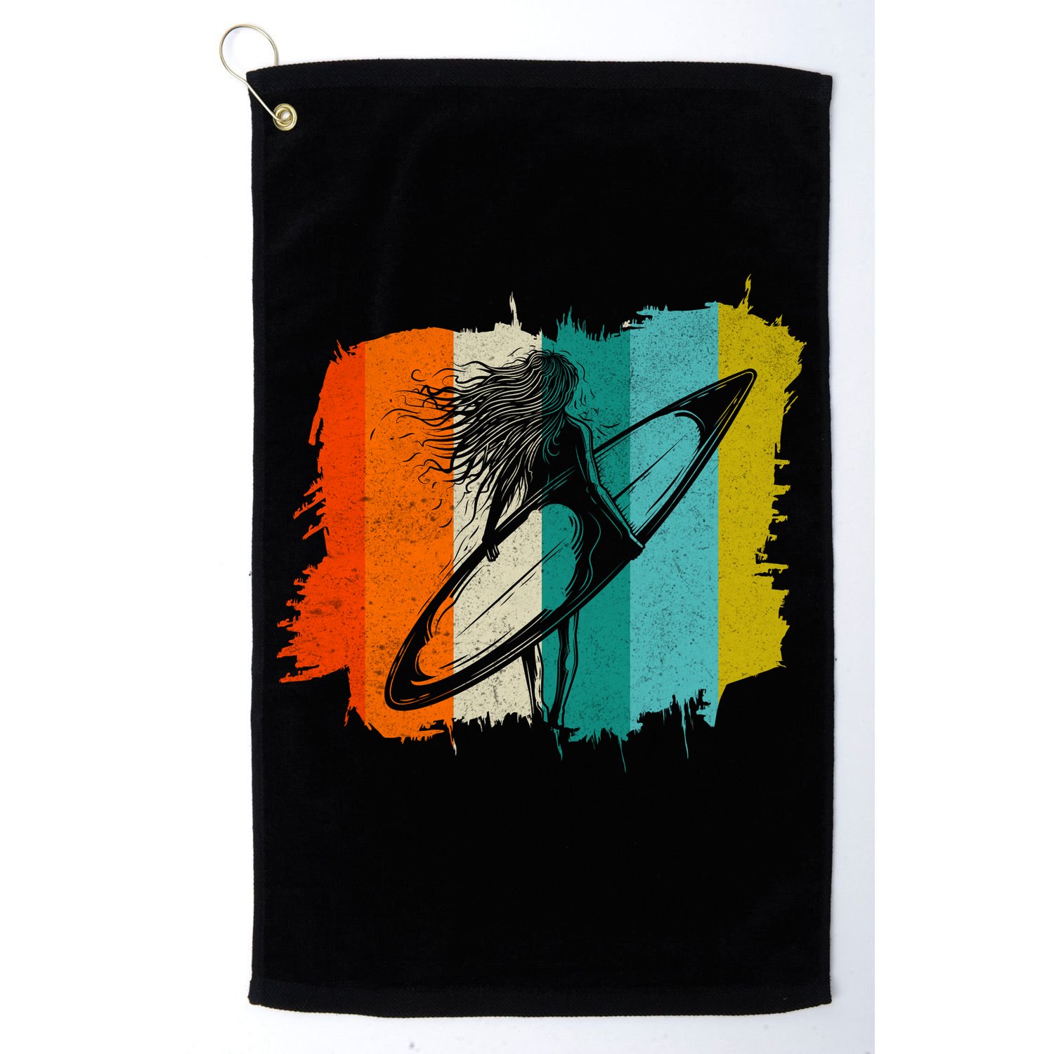 Retro Summer Surfing Gift For Girl Golf Towel