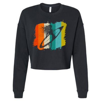 Retro Summer Surfing Gift For Girl Cropped Pullover Crew