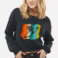 Retro Summer Surfing Gift For Girl Cropped Pullover Crew