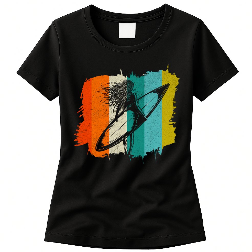 Retro Summer Surfing Gift For Girl Womens T-Shirt