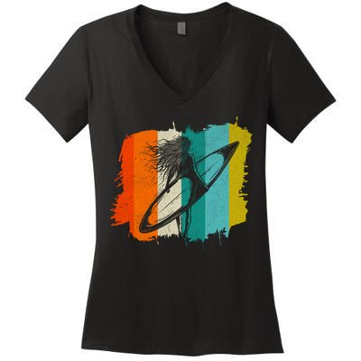 Retro Summer Surfing Gift For Girl Women's V-Neck T-Shirt