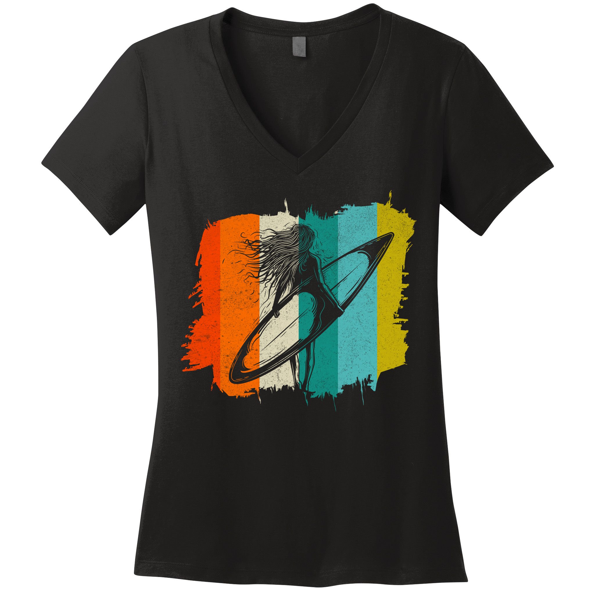 Retro Summer Surfing Gift For Girl Women's V-Neck T-Shirt