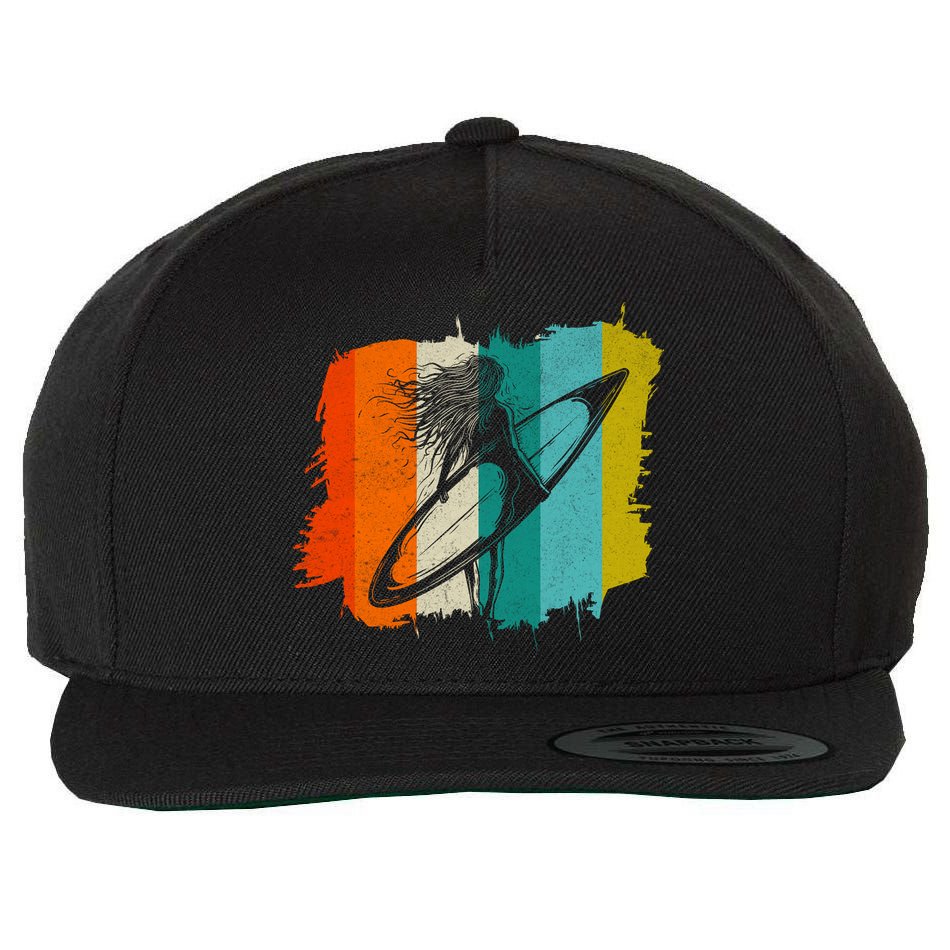 Retro Summer Surfing Gift For Girl Wool Snapback Cap