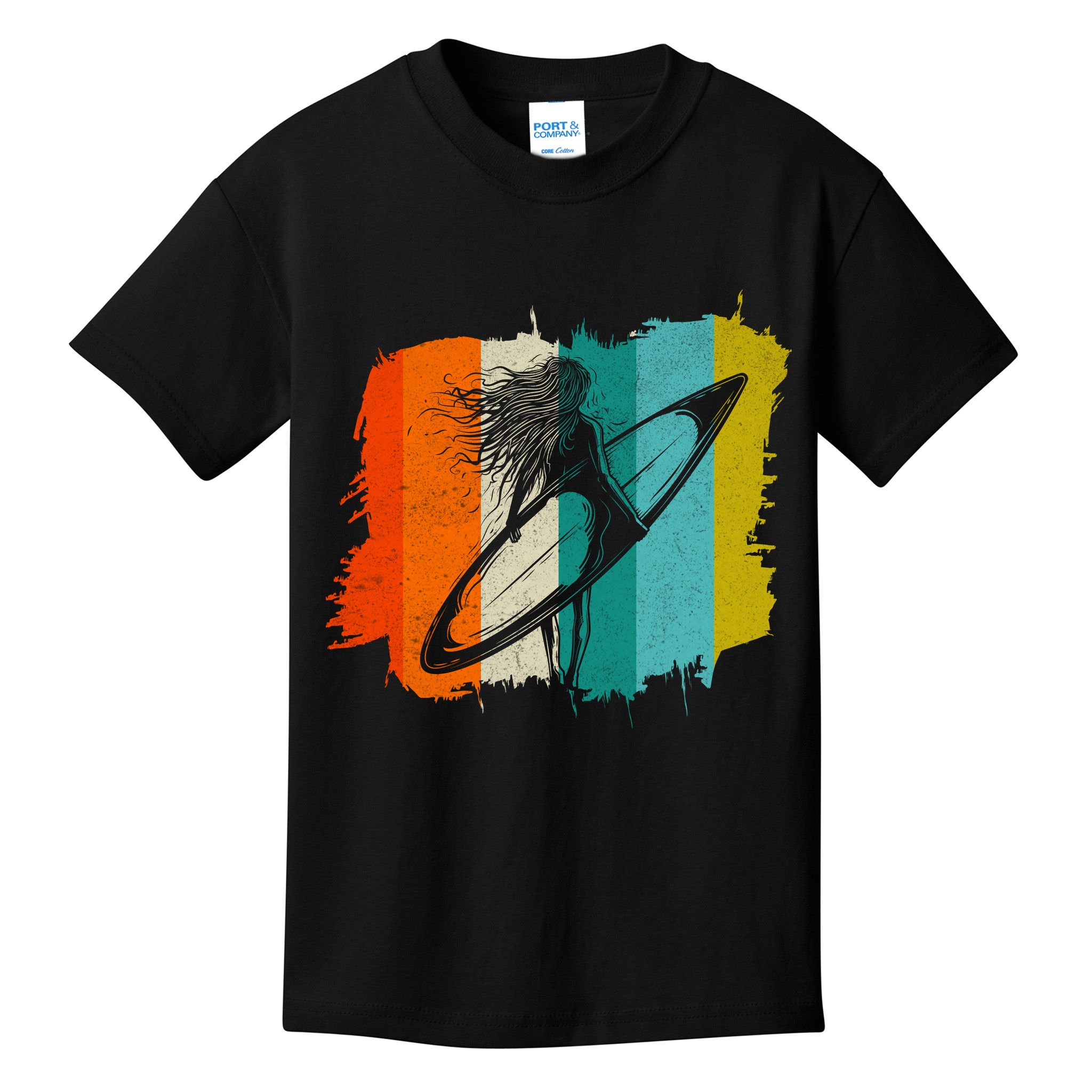 Retro Summer Surfing Gift For Girl Kids T-Shirt