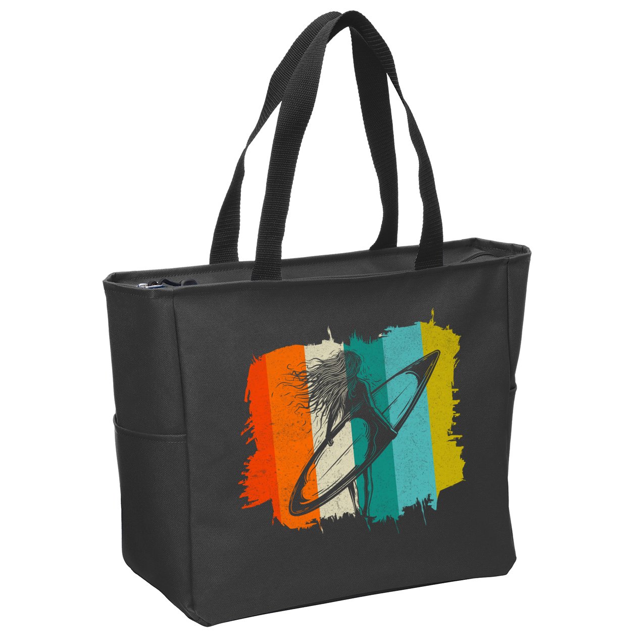 Retro Summer Surfing Gift For Girl Zip Tote Bag