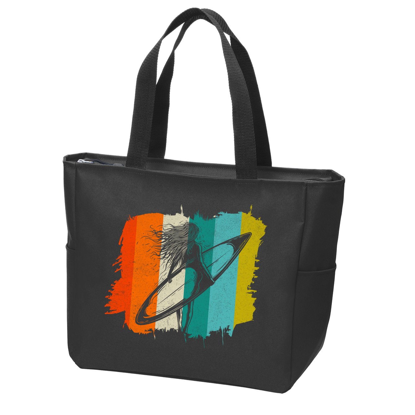 Retro Summer Surfing Gift For Girl Zip Tote Bag