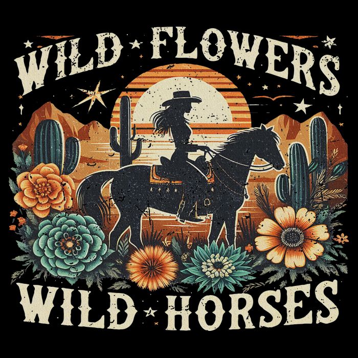 Retro Southern Sunset Cowgirl Wild Flowers Wild Horses Backpack