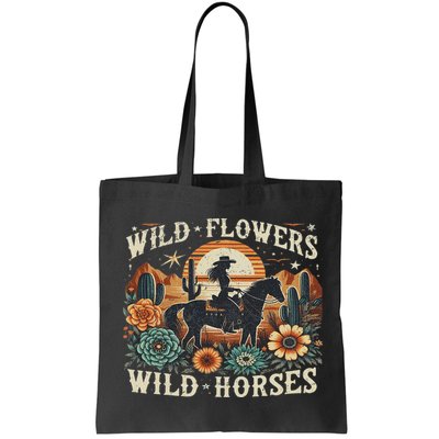 Retro Southern Sunset Cowgirl Wild Flowers Wild Horses Bag